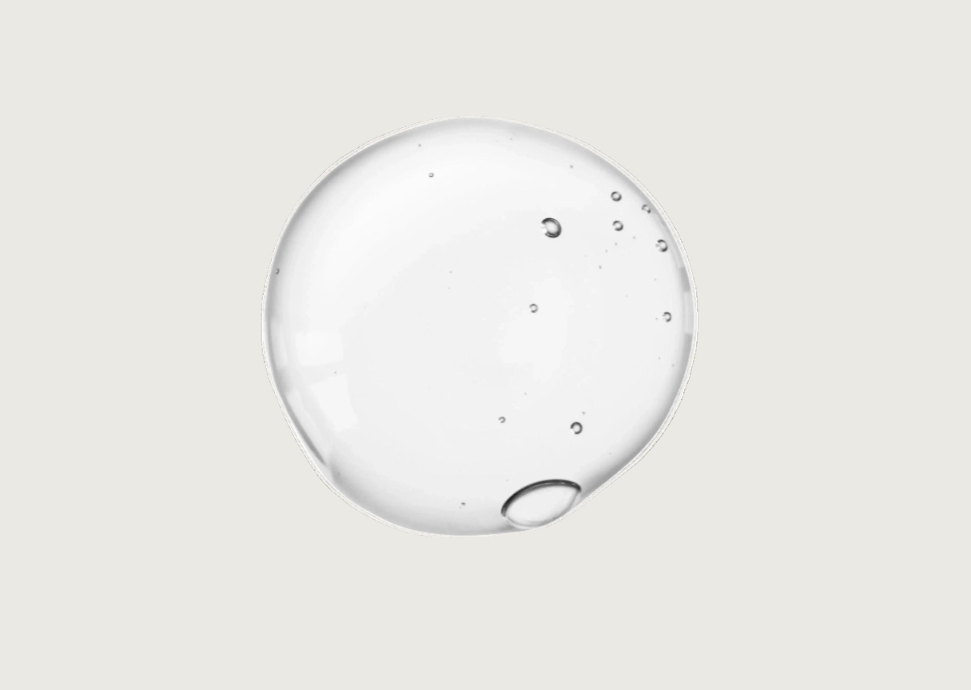 Hypochlorous acid molecule visual with description of antibacterial and anti-inflammatory benefits for sensitive, acne-prone skin